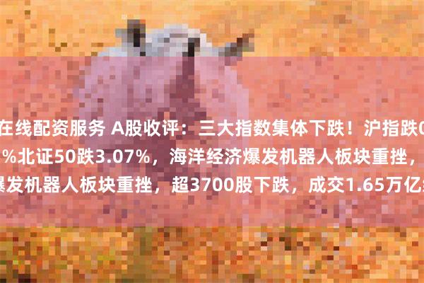 在线配资服务 A股收评：三大指数集体下跌！沪指跌0.39%创业板指跌1.15%北证50跌3.07%，海洋经济爆发机器人板块重挫，超3700股下跌，成交1.65万亿缩量772亿
