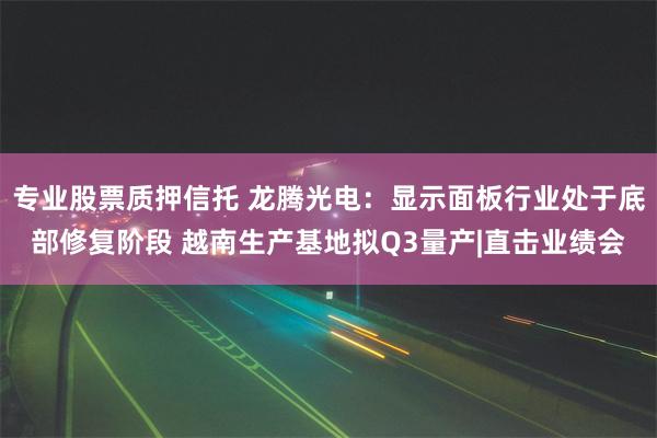 专业股票质押信托 龙腾光电：显示面板行业处于底部修复阶段 越南生产基地拟Q3量产|直击业绩会