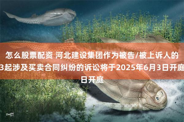 怎么股票配资 河北建设集团作为被告/被上诉人的3起涉及买卖合同纠纷的诉讼将于2025年6月3日开庭