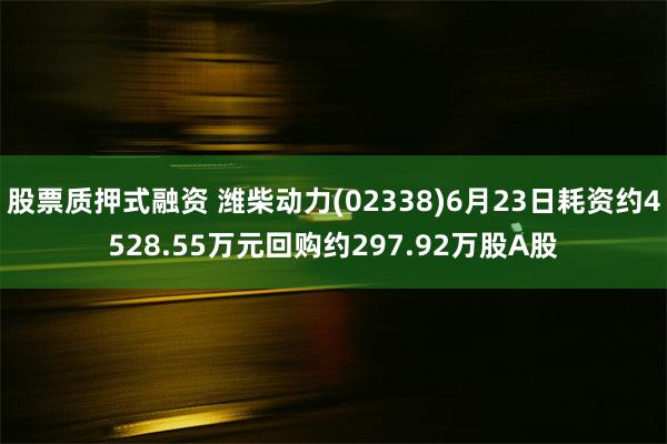股票质押式融资 潍柴动力(02338)6月23日耗资约4528.55万元回购约297.92万股A股