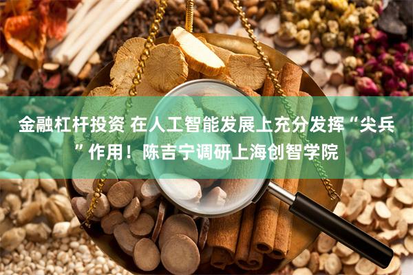 金融杠杆投资 在人工智能发展上充分发挥“尖兵”作用！陈吉宁调研上海创智学院